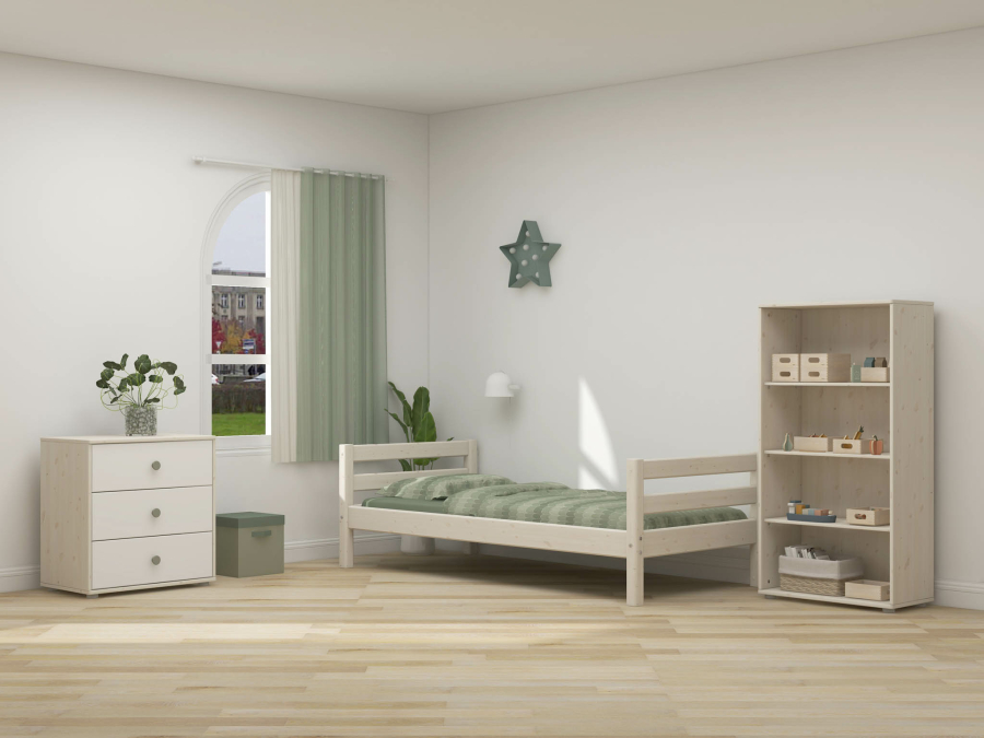 Flexa Classic ladekast met 3 laden whitewash / wit / natural green - Afbeelding 5