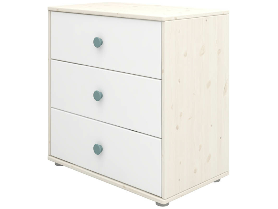 Flexa Classic ladekast met 3 laden whitewash / wit / teal