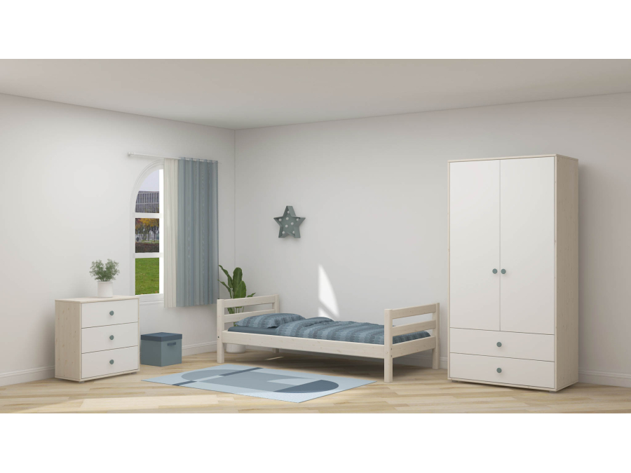Flexa Classic ladekast met 3 laden whitewash / wit / teal - Afbeelding 5