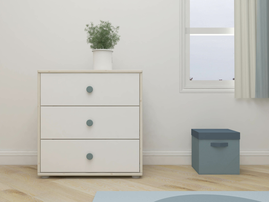 Flexa Classic ladekast met 3 laden whitewash / wit / teal - Afbeelding 4