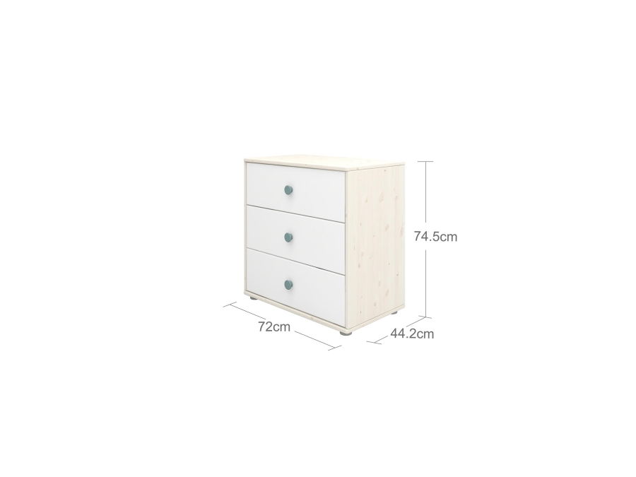 Flexa Classic ladekast met 3 laden whitewash / wit / teal - Afbeelding 3