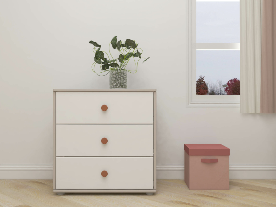 Flexa Classic ladekast met 3 laden greywash / wit / blush - Afbeelding 4