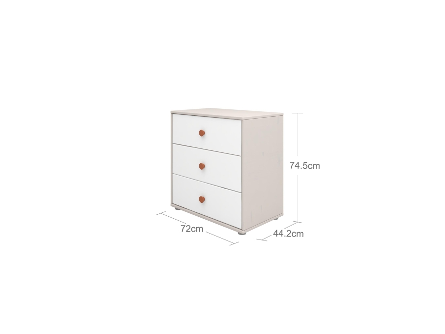 Flexa Classic ladekast met 3 laden greywash / wit / blush - Afbeelding 3