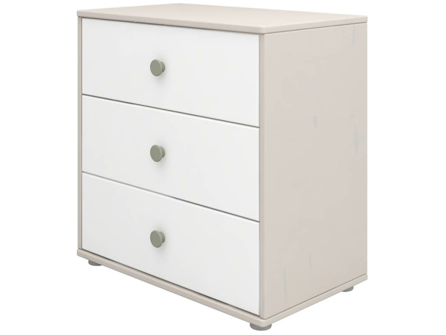 Flexa Classic ladekast met 3 laden greywash / wit / natural green