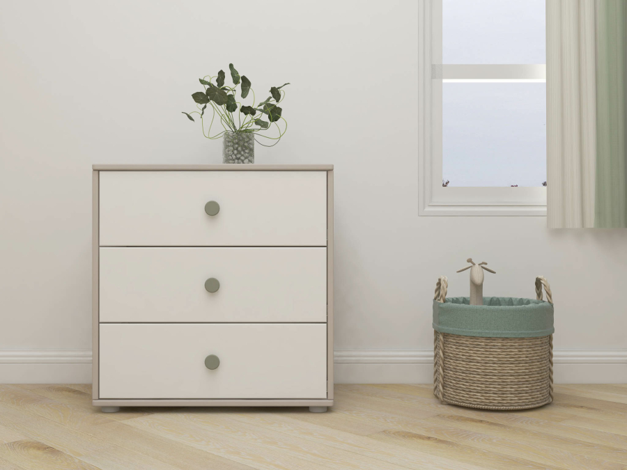 Flexa Classic ladekast met 3 laden greywash / wit / natural green - Afbeelding 4