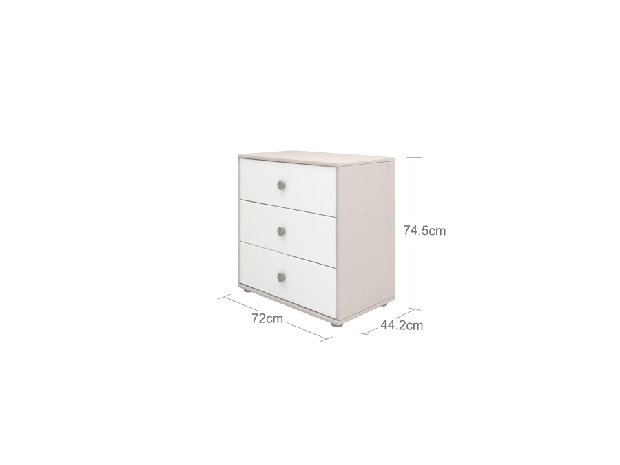 Flexa Classic ladekast met 3 laden greywash / wit / natural green - Afbeelding 3