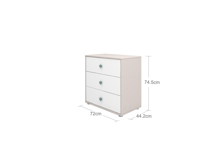 Flexa Classic ladekast met 3 laden greywash / wit / teal - Afbeelding 3