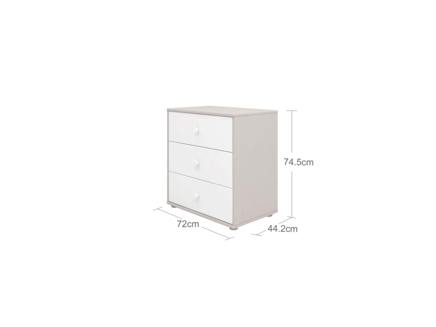 Flexa Classic ladekast met 3 laden greywash / wit / wit - Afbeelding 3