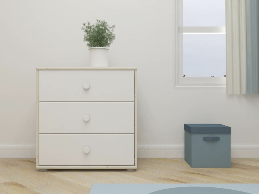 Flexa Classic ladekast met 3 laden whitewash / wit / wit - Afbeelding 4
