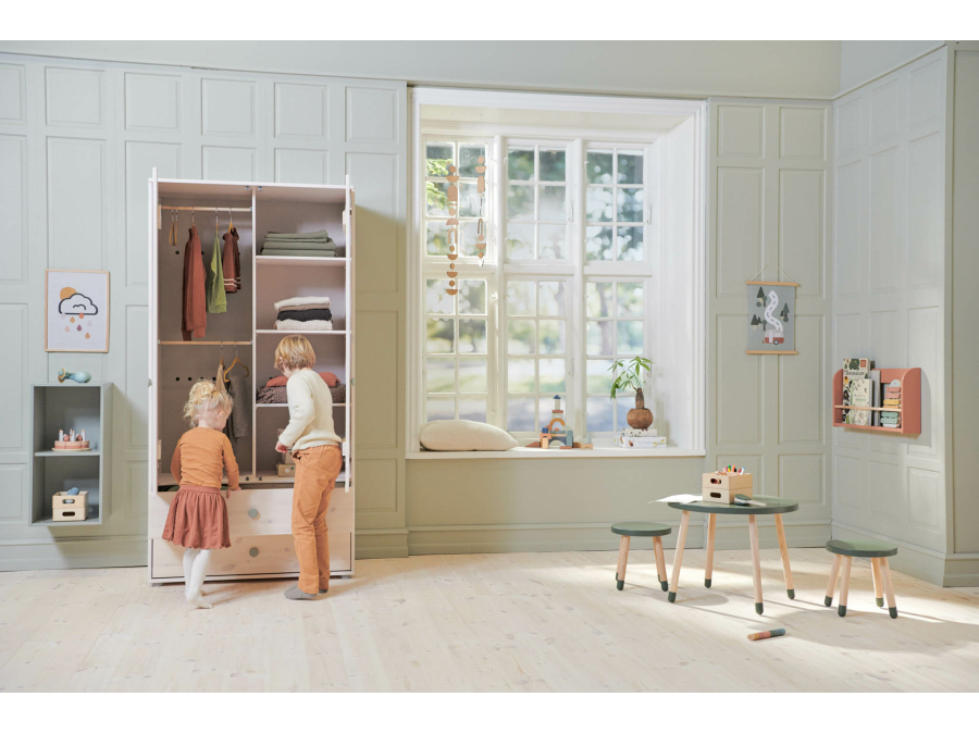 Flexa Classic 2-deurs kledingkast whitewash / natural green - Afbeelding 6