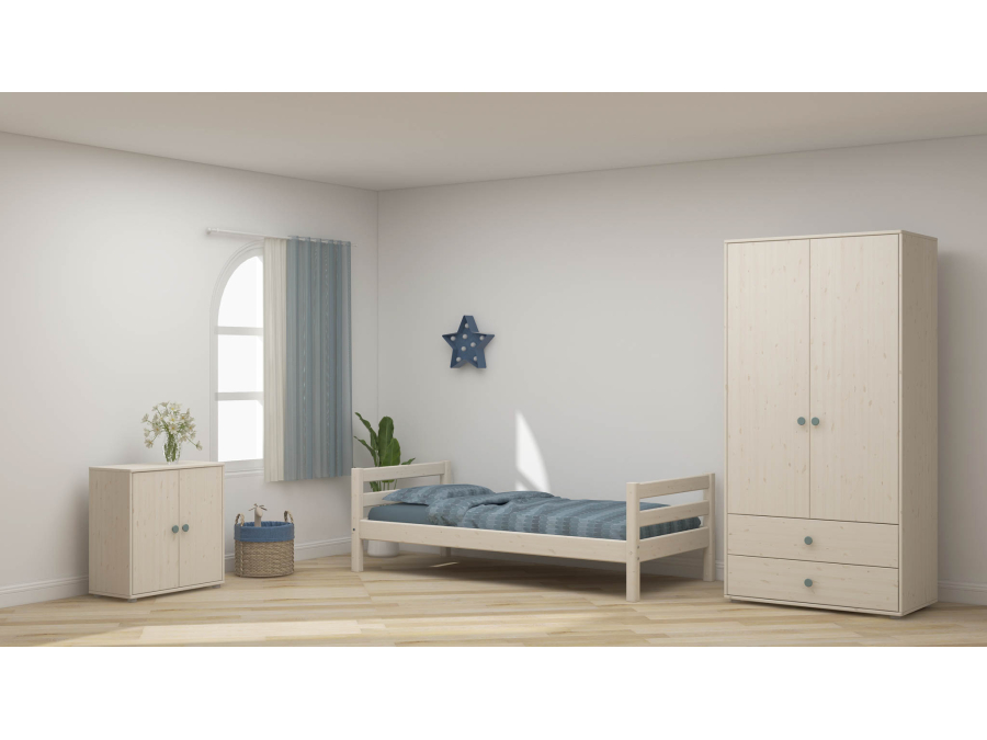Flexa Classic 2-deurs kledingkast whitewash / teal - Afbeelding 6