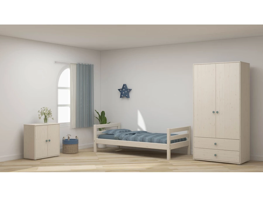 Flexa Classic 2-deurs kledingkast whitewash / teal - Afbeelding 6
