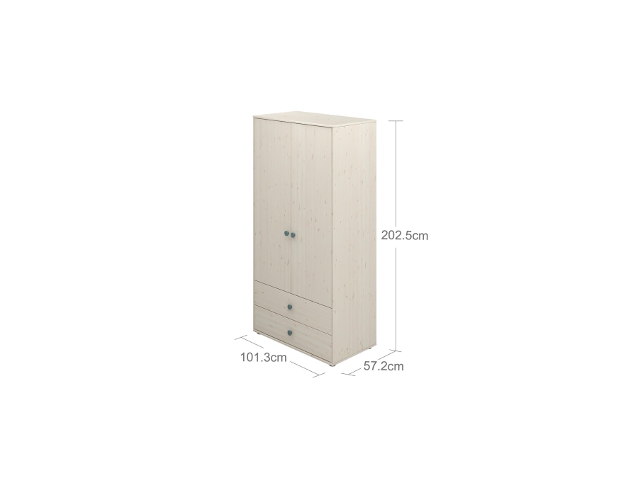 Flexa Classic 2-deurs kledingkast whitewash / teal - Afbeelding 3
