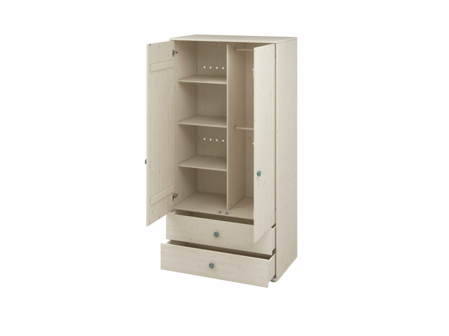 Flexa Classic 2-deurs kledingkast whitewash / teal - Afbeelding 4
