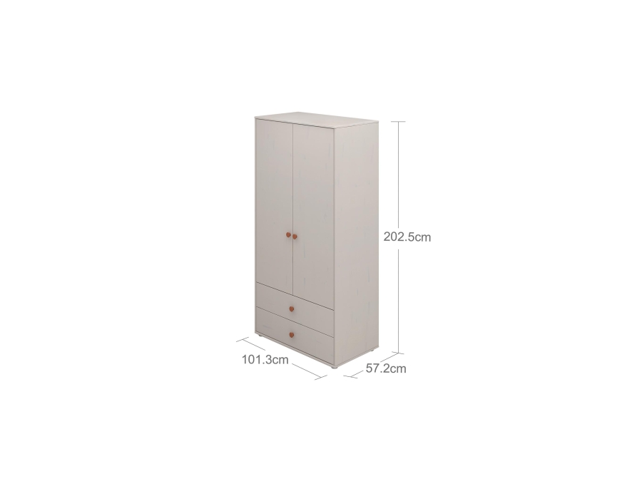Flexa Classic 2-deurs kledingkast greywash / blush - Afbeelding 3
