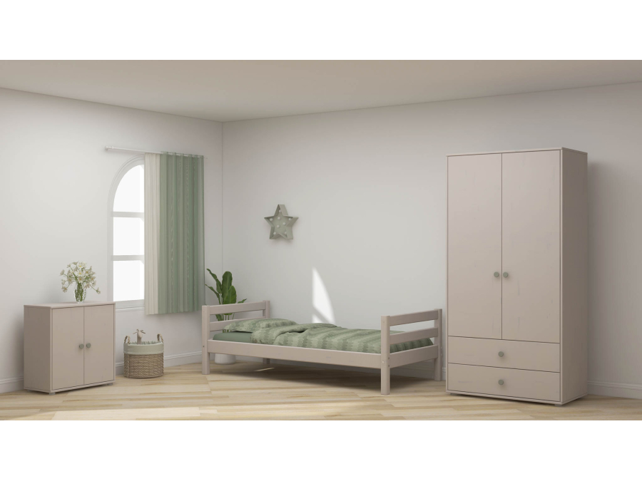 Flexa Classic 2-deurs kledingkast greywash / natural green - Afbeelding 6
