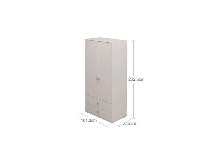 Flexa Classic 2-deurs kledingkast greywash / natural green - Afbeelding 3