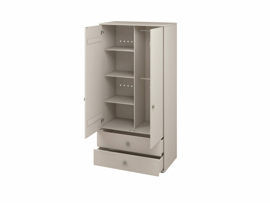 Flexa Classic 2-deurs kledingkast greywash / natural green - Afbeelding 4
