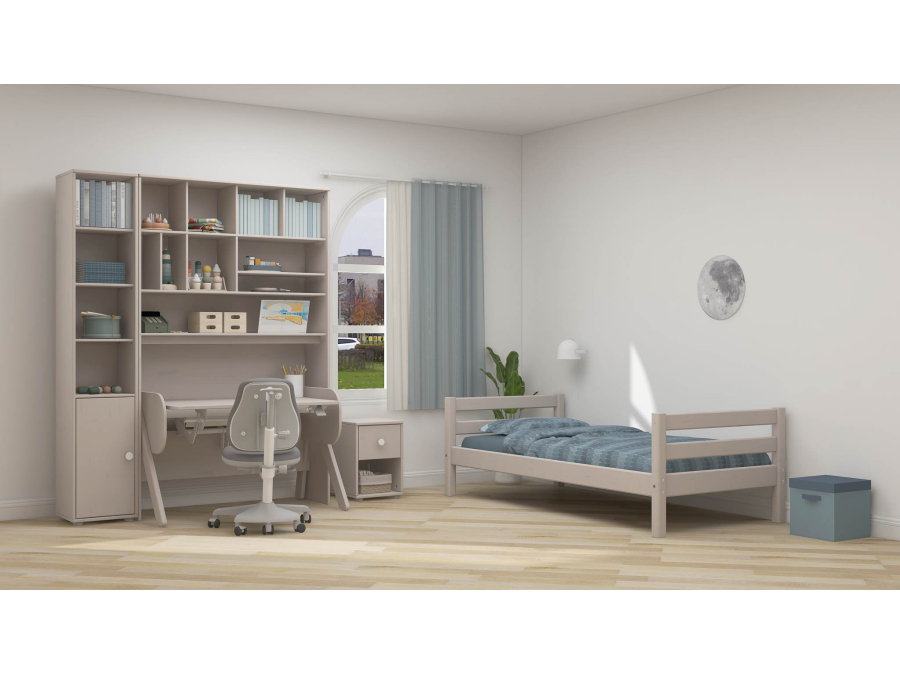 Flexa Classic boekenkast met 4 vakken en deur greywash / wit - Afbeelding 5