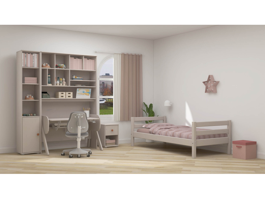 Flexa Classic boekenkast met 4 vakken en deur greywash / blush - Afbeelding 5