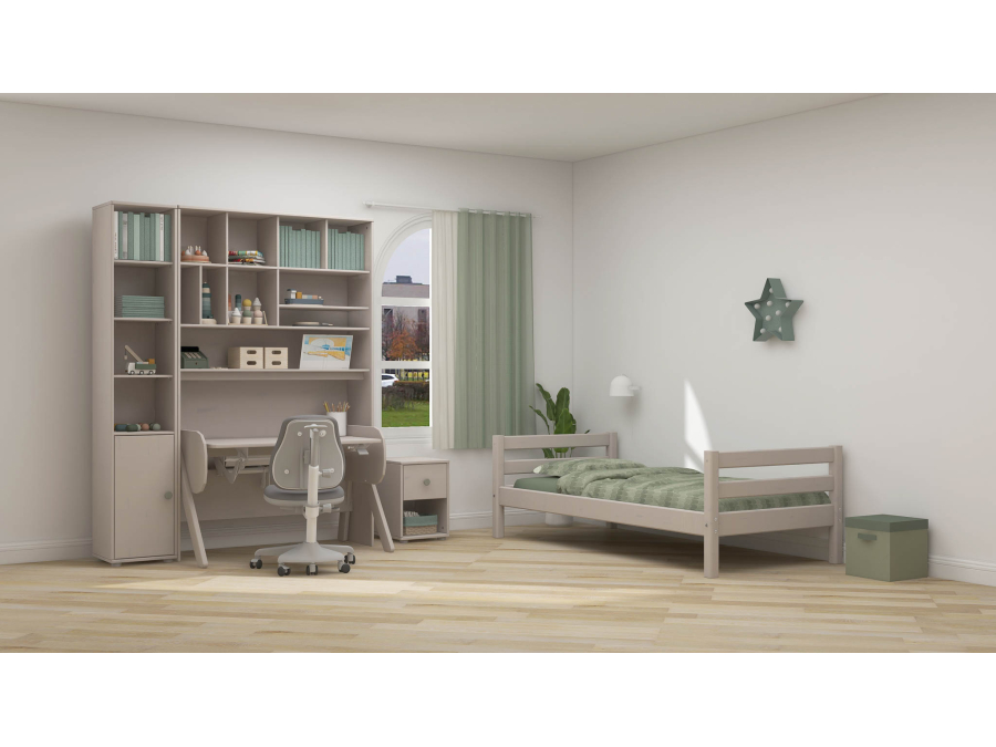 Flexa Classic boekenkast met 4 vakken en deur greywash / natural green - Afbeelding 5