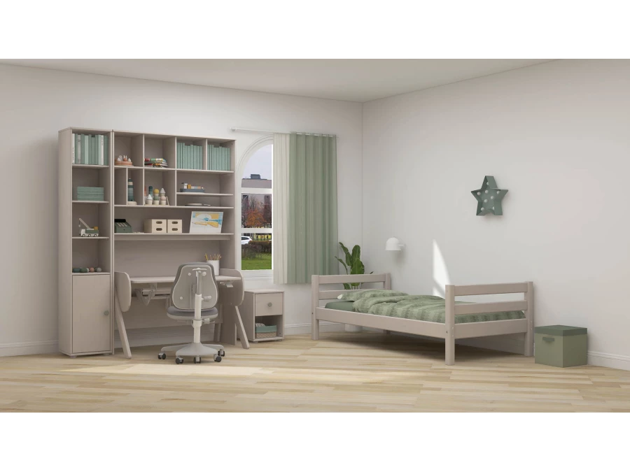 Flexa Classic boekenkast met 4 vakken en deur greywash / natural green - Afbeelding 5