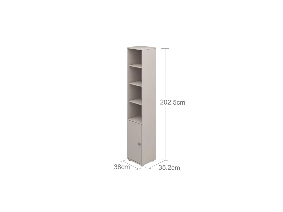Flexa Classic boekenkast met 4 vakken en deur greywash / natural green - Afbeelding 3