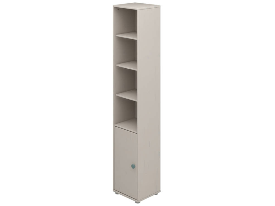 Flexa Classic boekenkast met 4 vakken en deur greywash / teal
