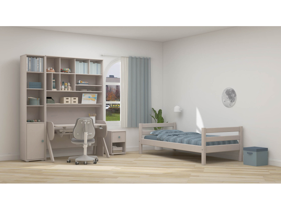 Flexa Classic boekenkast met 4 vakken en deur greywash / teal - Afbeelding 5
