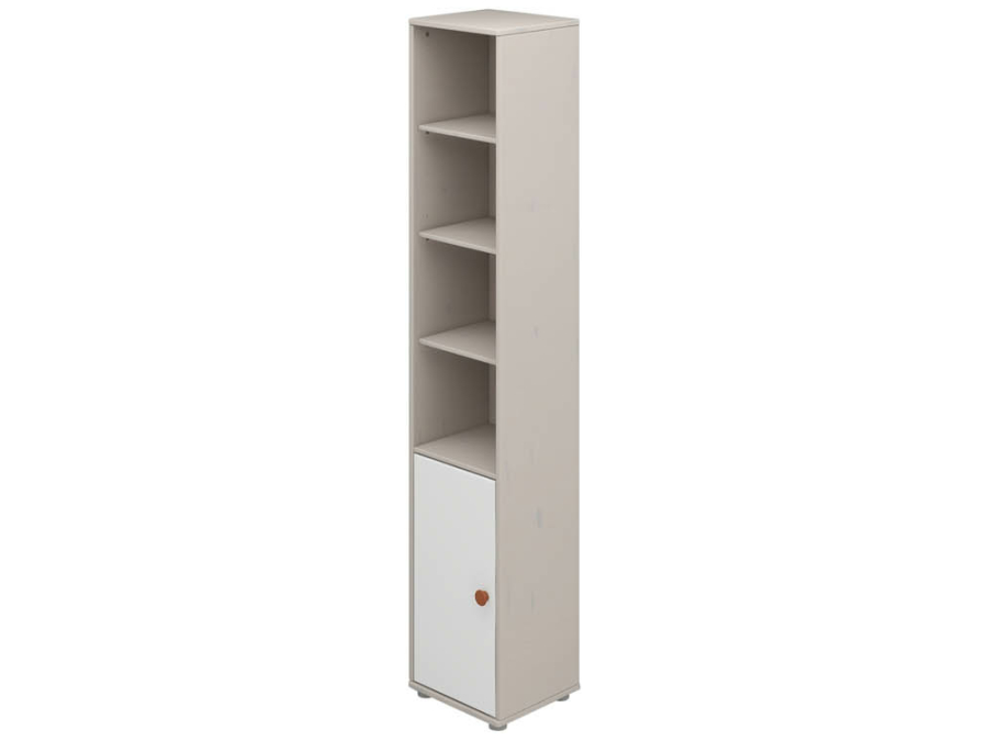 Flexa Classic boekenkast met 4 vakken en deur greywash / wit / blush