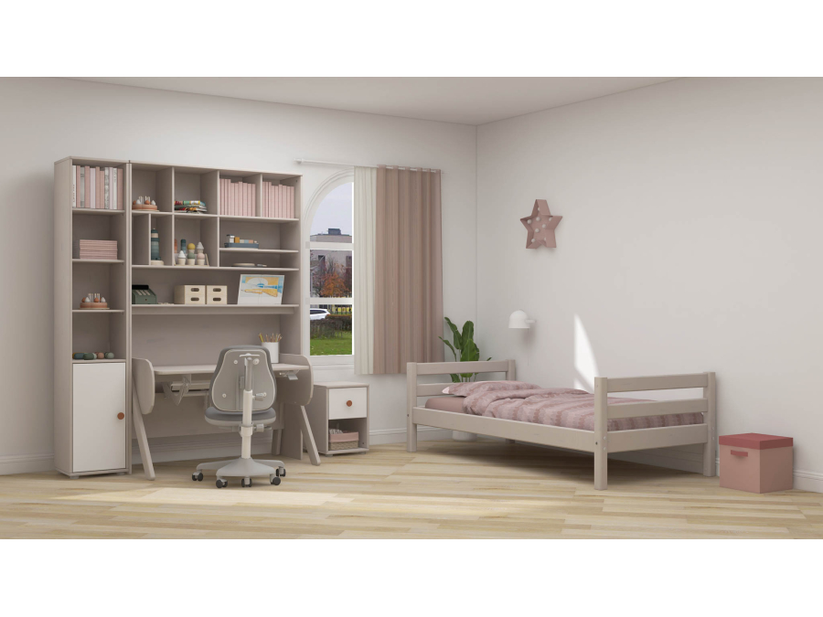 Flexa Classic boekenkast met 4 vakken en deur greywash / wit / blush - Afbeelding 5