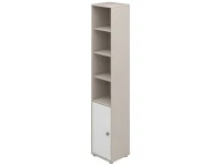 Flexa Classic boekenkast met 4 vakken en deur greywash / wit / natural green