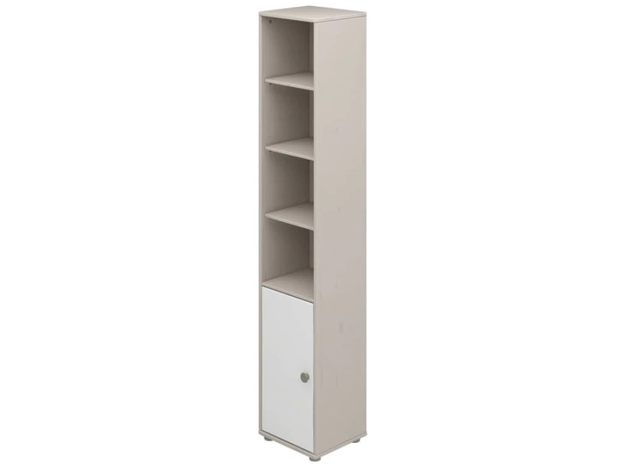 Flexa Classic boekenkast met 4 vakken en deur greywash / wit / natural green