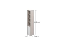Flexa Classic boekenkast met 4 vakken en deur greywash / wit / natural green - Afbeelding 3