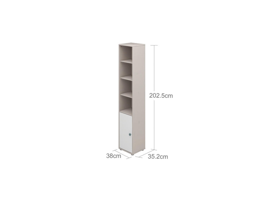 Flexa Classic boekenkast met 4 vakken en deur greywash / wit / teal - Afbeelding 3