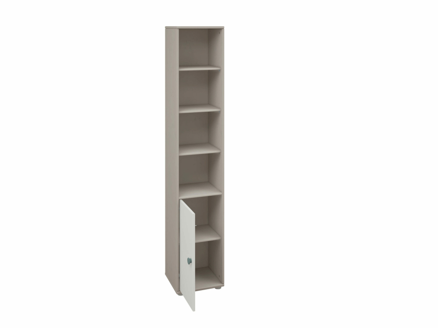 Flexa Classic boekenkast met 4 vakken en deur greywash / wit / teal - Afbeelding 4