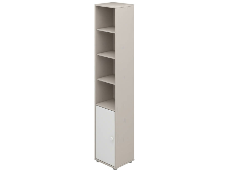 Flexa Classic boekenkast met 4 vakken en deur greywash / wit / wit