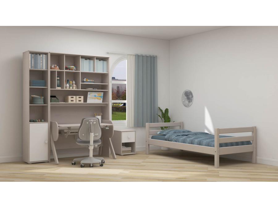 Flexa Classic boekenkast met 4 vakken en deur greywash / wit / wit - Afbeelding 5