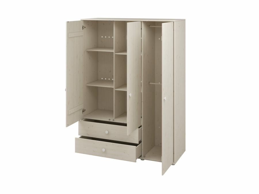 Flexa Classic 3-deurs kledingkast whitewash / wit - Afbeelding 4