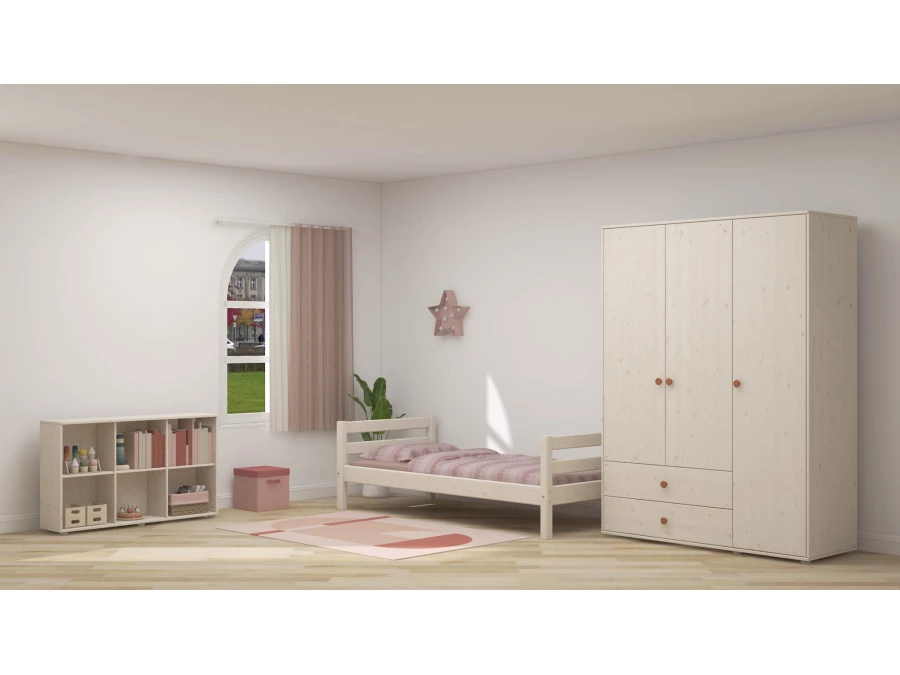 Flexa Classic 3-deurs kledingkast whitewash / blush - Afbeelding 6
