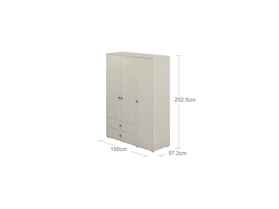 Flexa Classic 3-deurs kledingkast whitewash / blush - Afbeelding 3