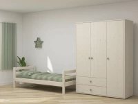 Flexa Classic 3-deurs kledingkast whitewash / natural green - Afbeelding 5