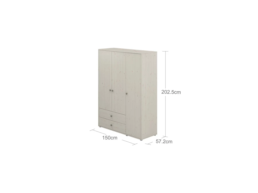 Flexa Classic 3-deurs kledingkast whitewash / natural green - Afbeelding 3