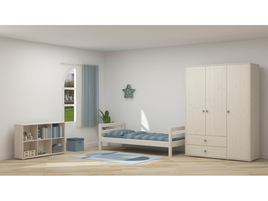 Flexa Classic 3-deurs kledingkast whitewash / teal - Afbeelding 6