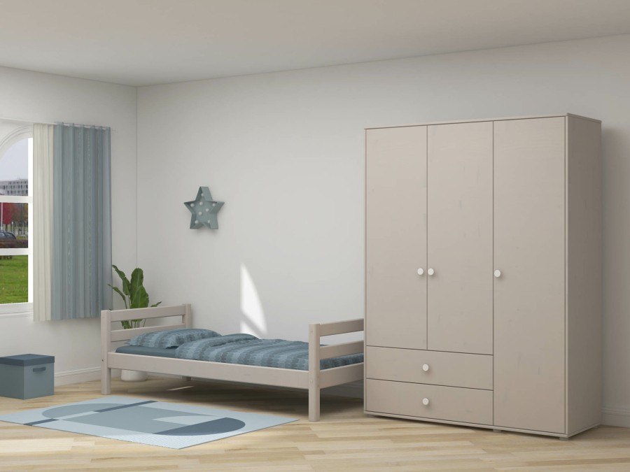 Flexa Classic 3-deurs kledingkast greywash / wit - Afbeelding 5