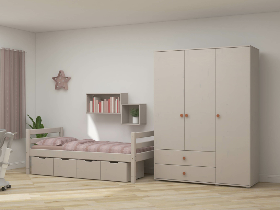Flexa Classic 3-deurs kledingkast greywash / blush - Afbeelding 4