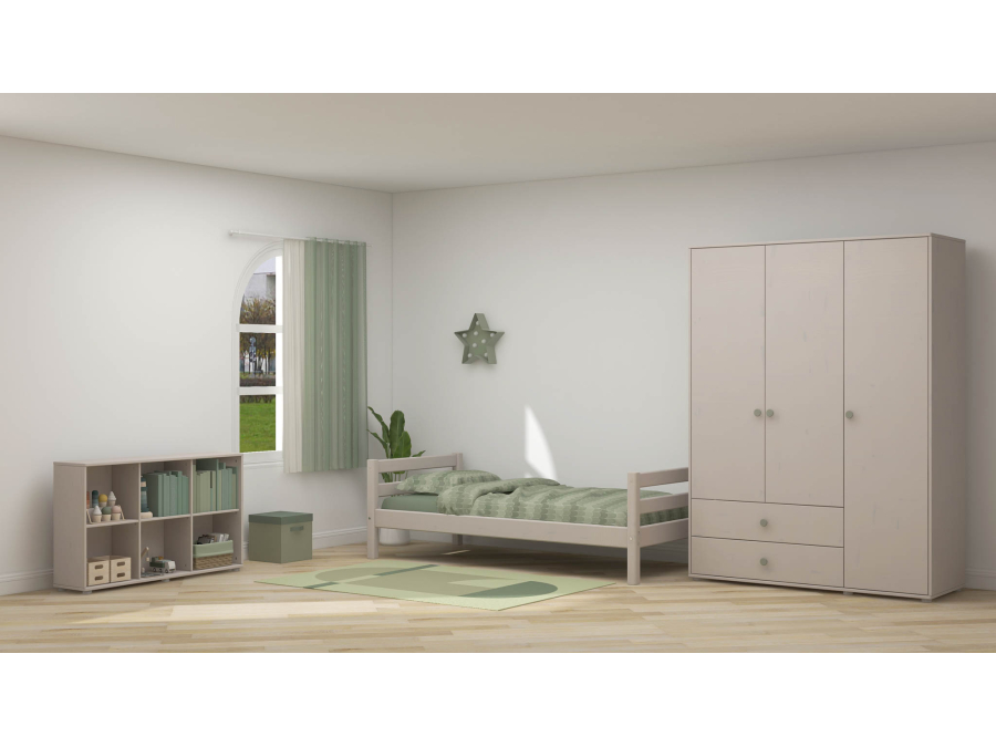 Flexa Classic 3-deurs kledingkast greywash / natural green - Afbeelding 6