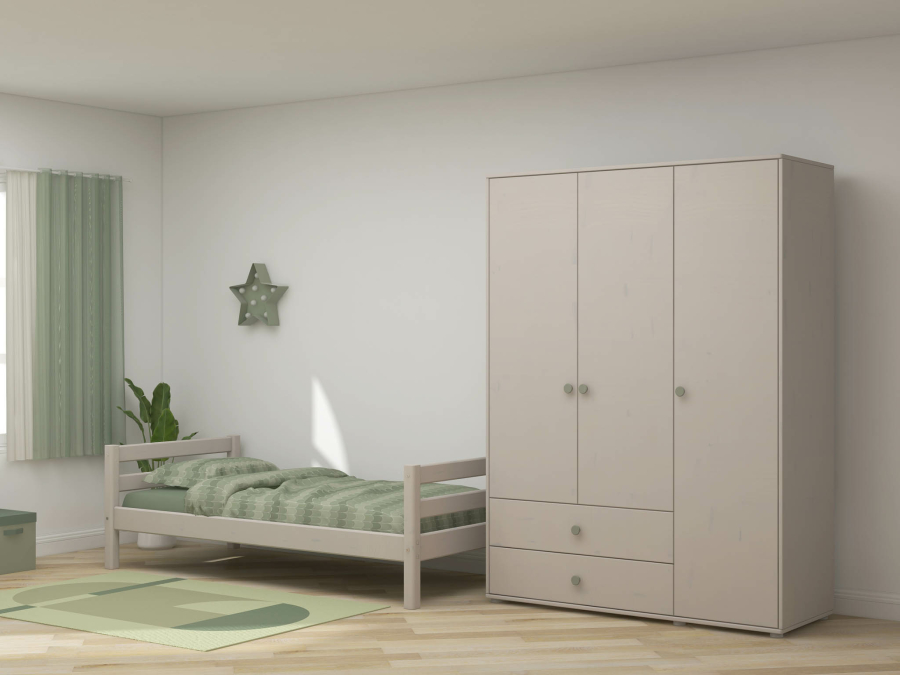 Flexa Classic 3-deurs kledingkast greywash / natural green - Afbeelding 5