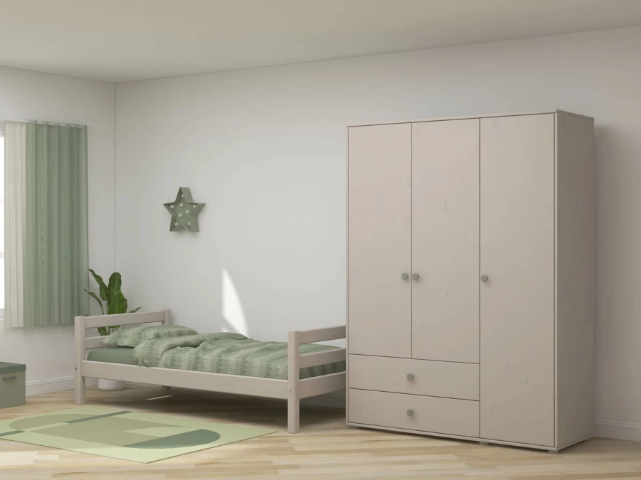 Flexa Classic 3-deurs kledingkast greywash / natural green - Afbeelding 5