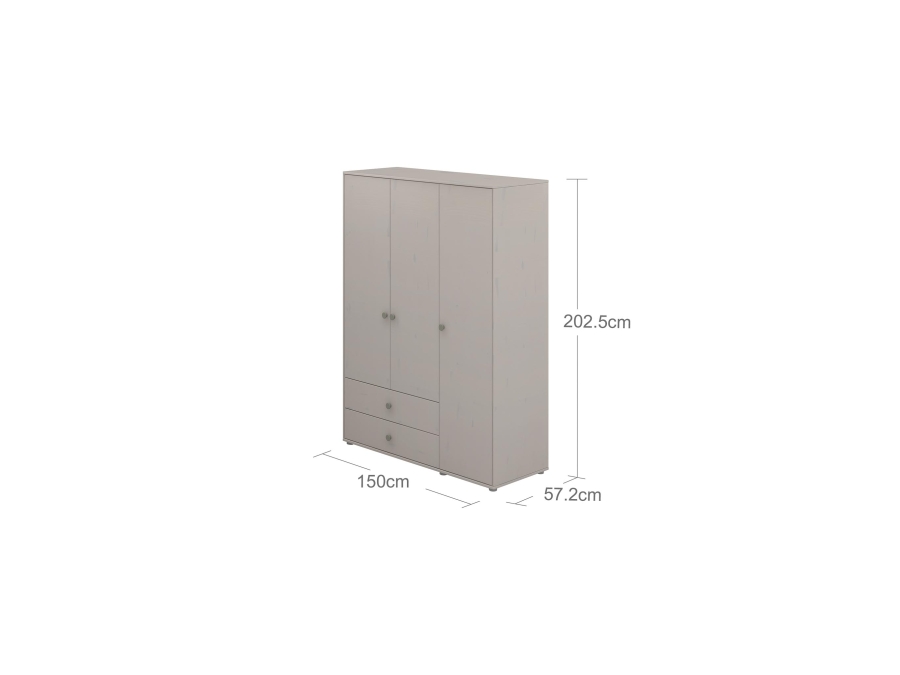 Flexa Classic 3-deurs kledingkast greywash / natural green - Afbeelding 3